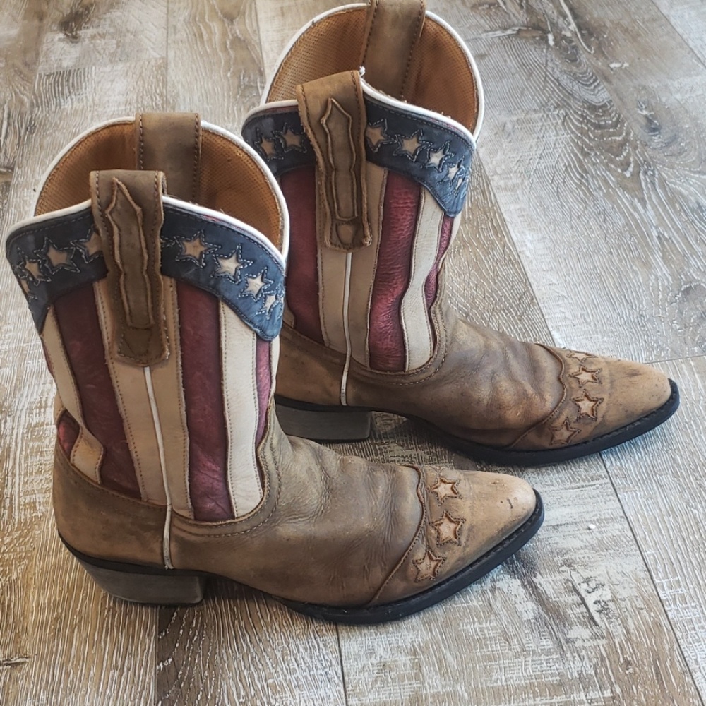Size 3 girls American flag cowgirl boots